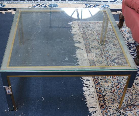 A chrome framed plate glass topped coffee table W.90cm